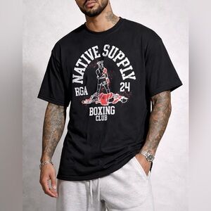 Native Supply Boxing Graphic Tee Black Short Sleeve Streetwear Size XL EUC